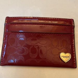 Coach Signature Burgundy Patent Leather Credit Card/Business Card/Money Holder